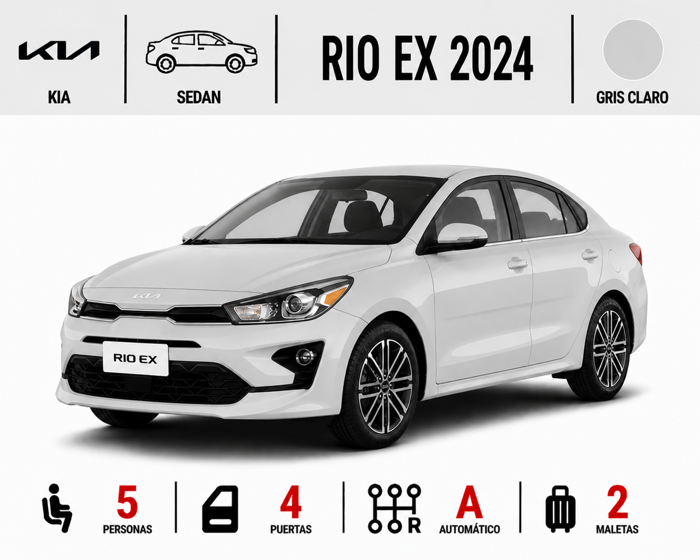 KIA RIO EX 2024 GRIS CLARO