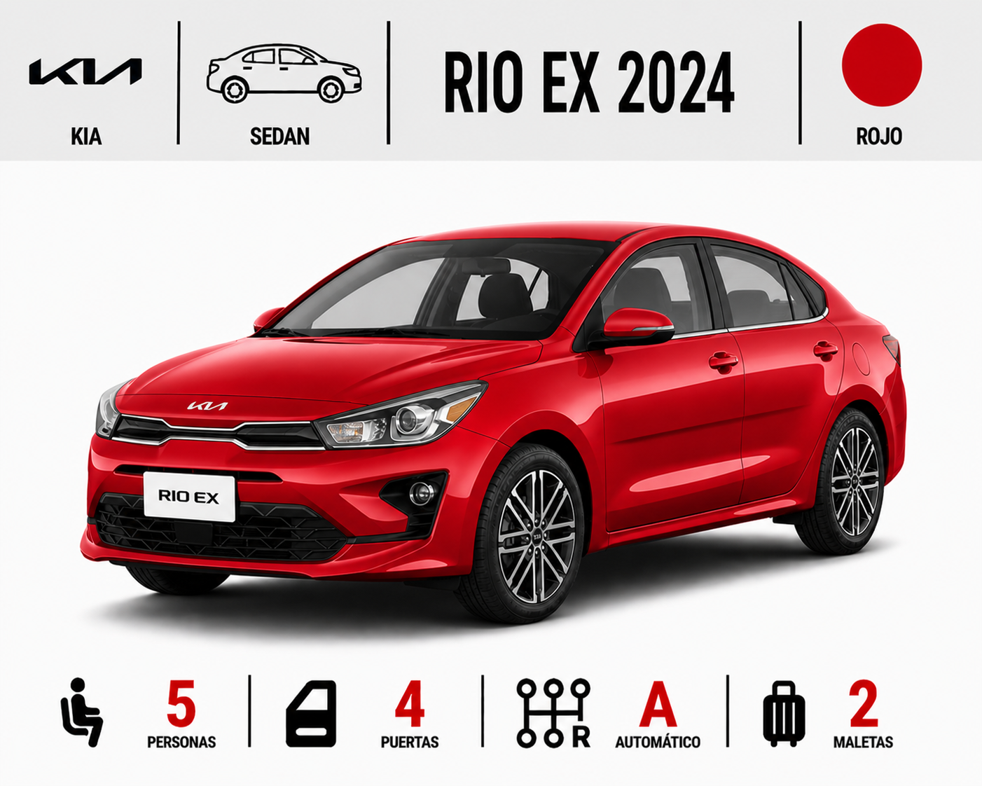 KIA RIO EX 2024 ROJO