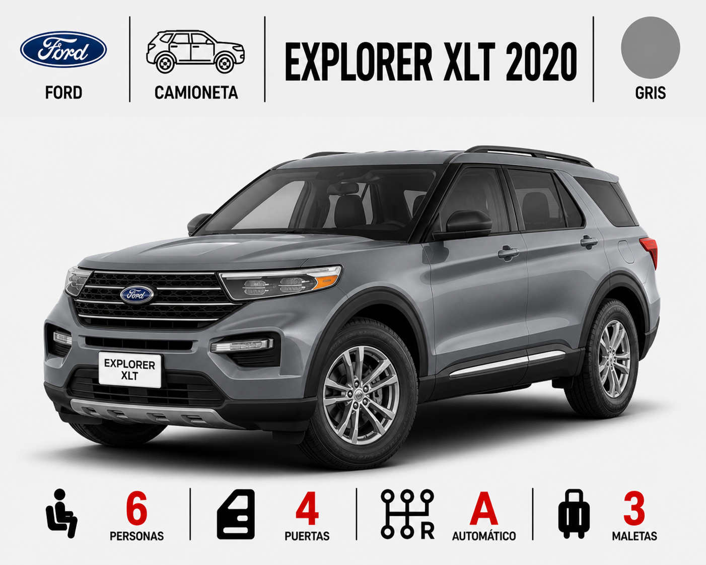 FORD EXPLORER XLT 2020 GRIS